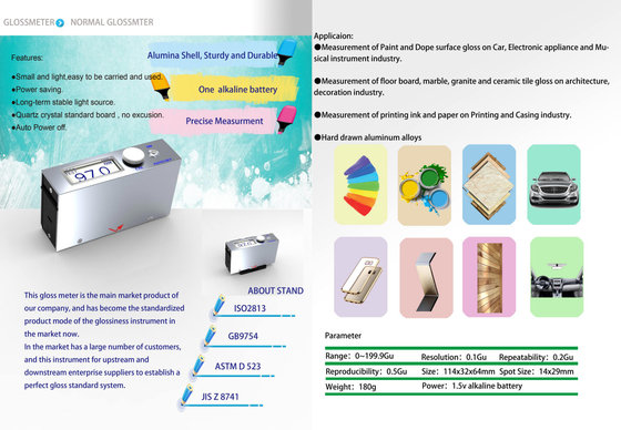 Single Angle Gloss Meter For Paint Portable Gloss Measurement Units Convenient